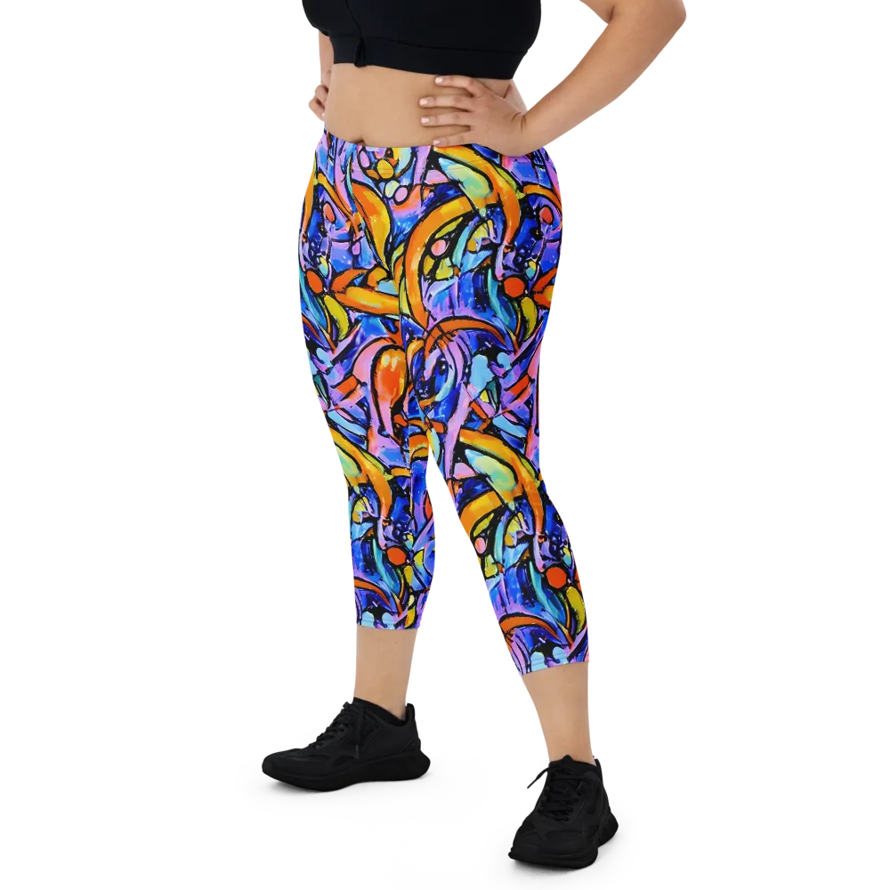 Arcade Lagoon on Capri Leggings — Front