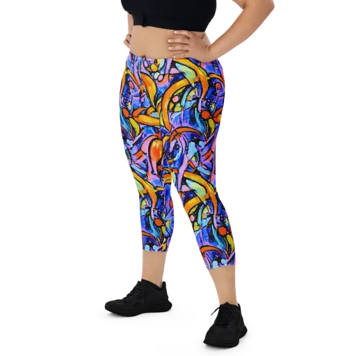 Arcade Lagoon on a Capri Leggings