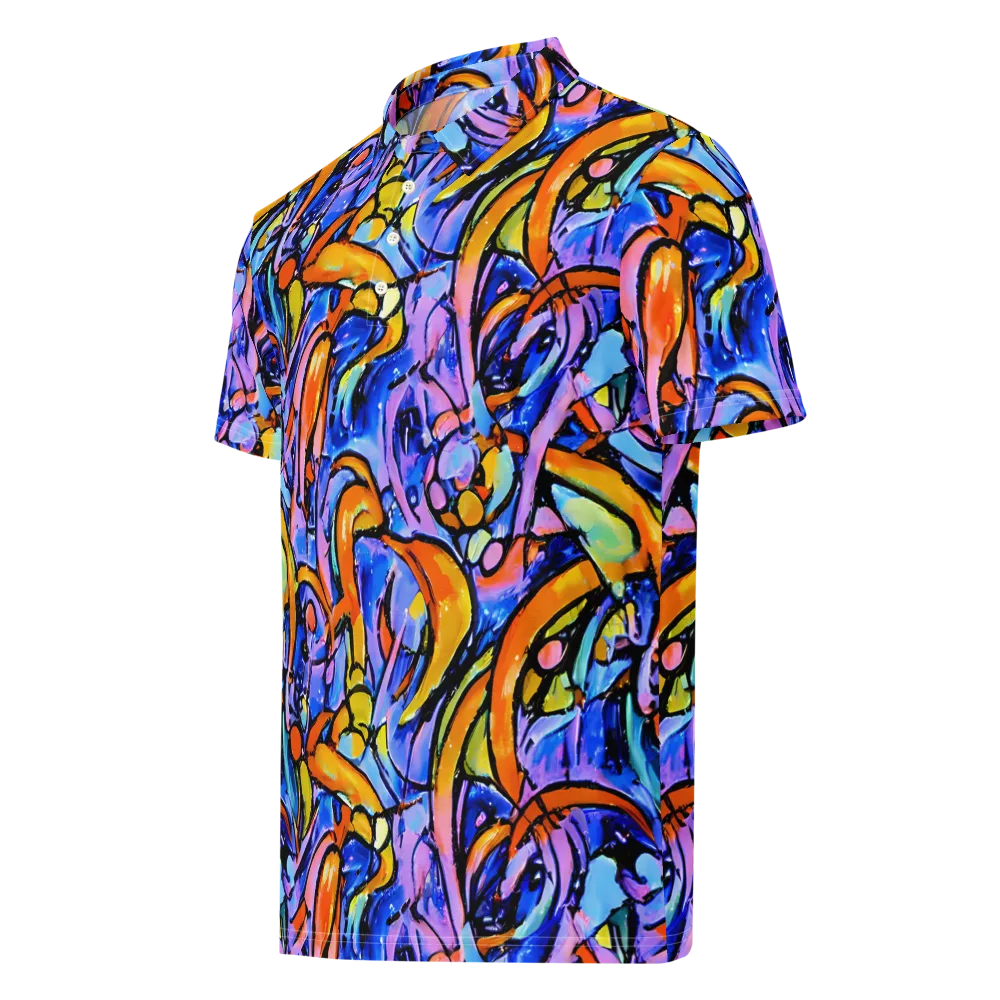 Arcade Lagoon on Men's Slim Fit Polo Shirt — Left Front