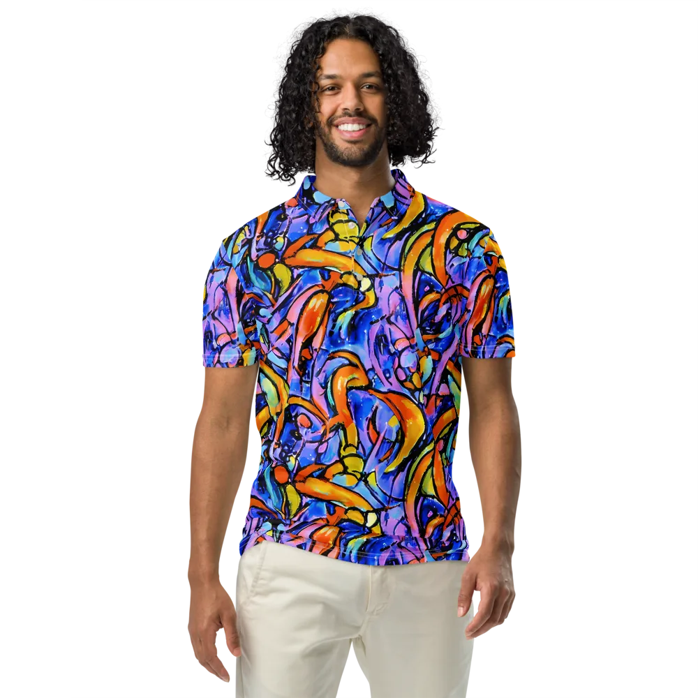 Arcade Lagoon on Men's Slim Fit Polo Shirt — Front