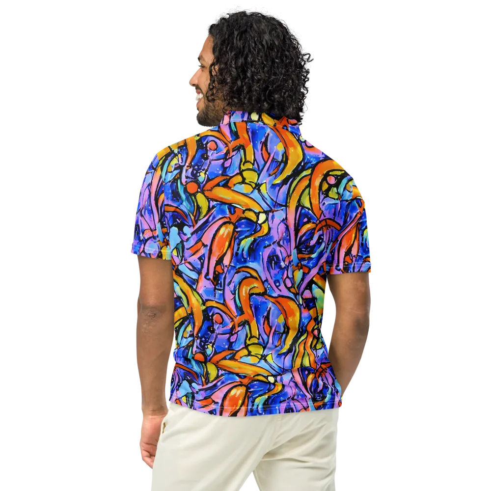Arcade Lagoon on Men's Slim Fit Polo Shirt — Back