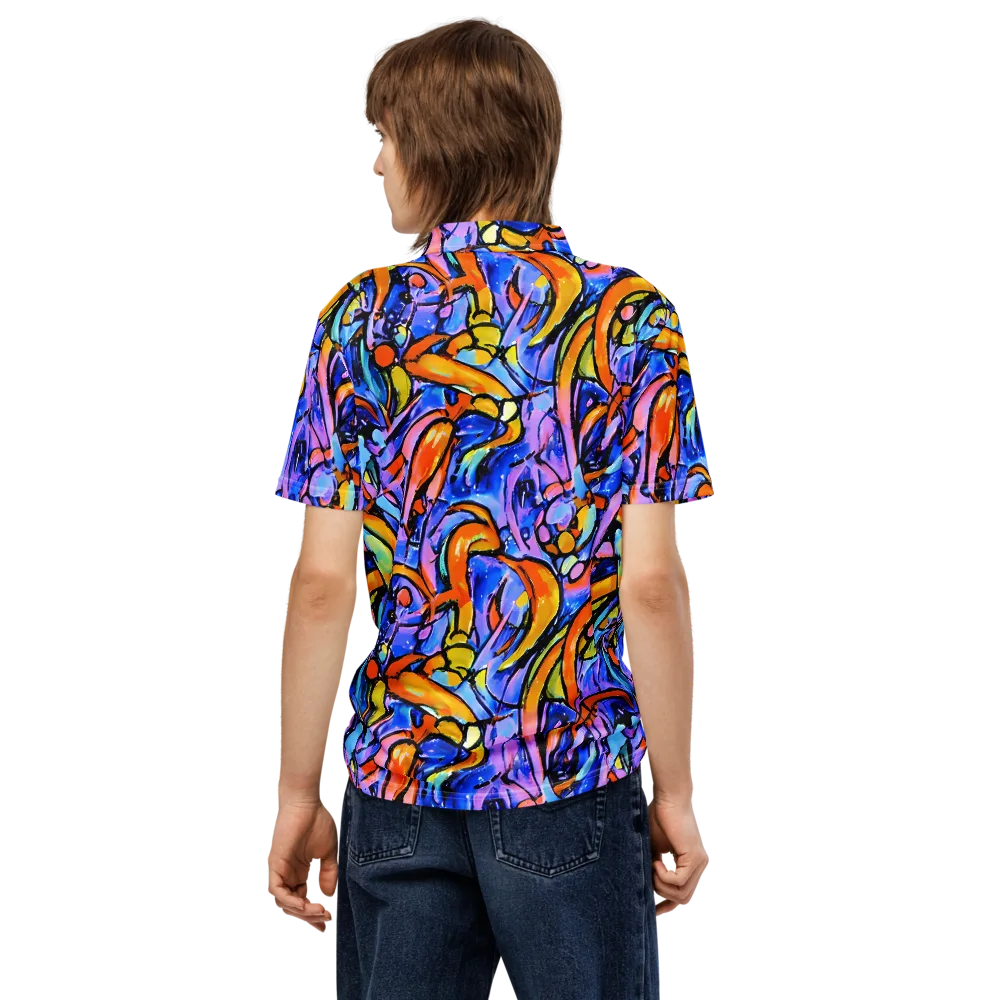 Arcade Lagoon on Men's Slim Fit Polo Shirt — Back