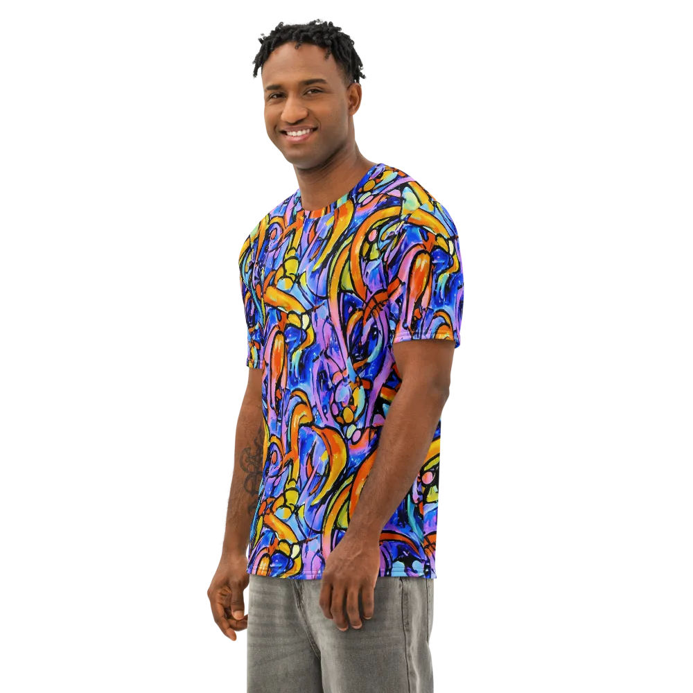 Arcade Lagoon on Men's Cotton Crew Neck T-Shirt — Left Front