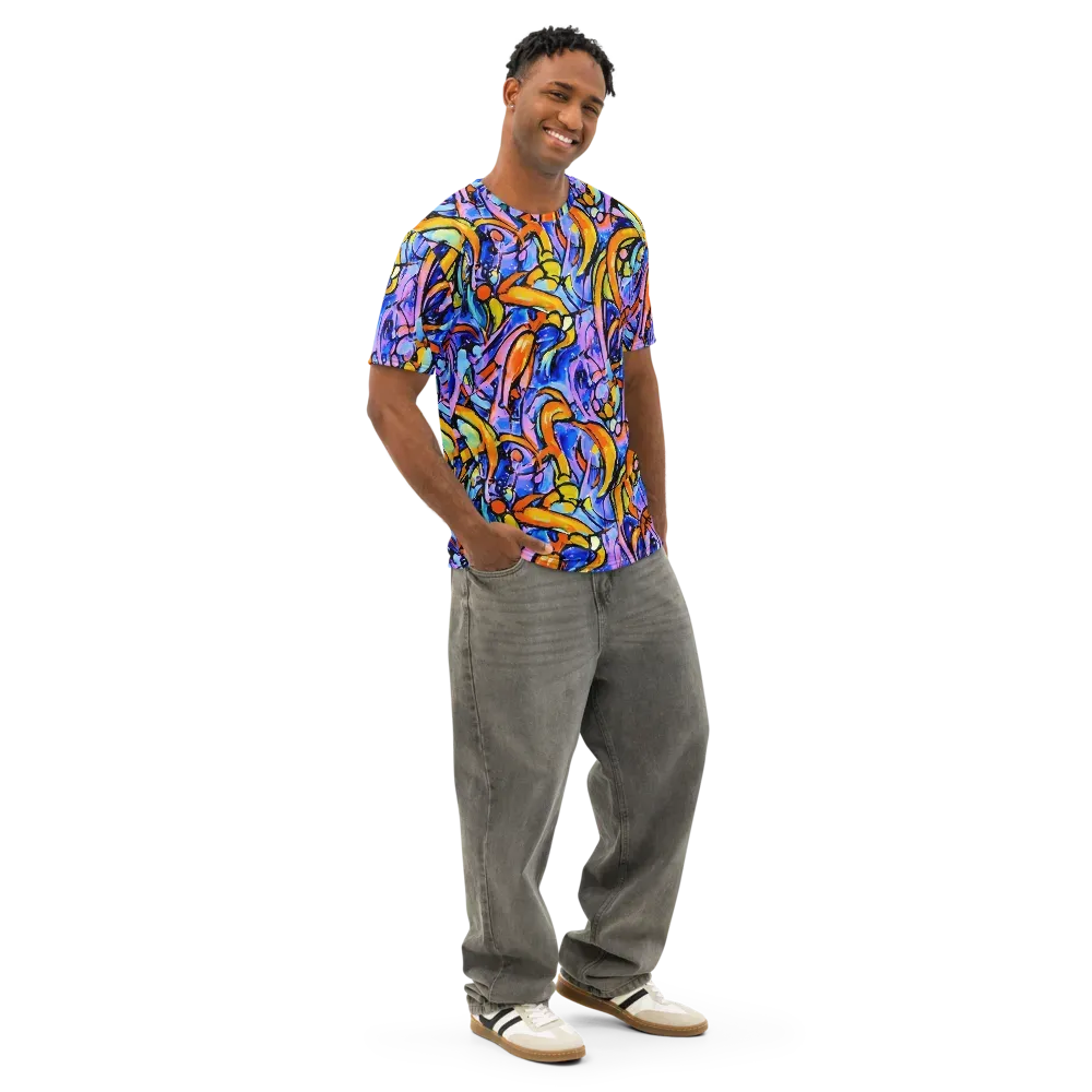 Arcade Lagoon on Men's Cotton Crew Neck T-Shirt — Right Front