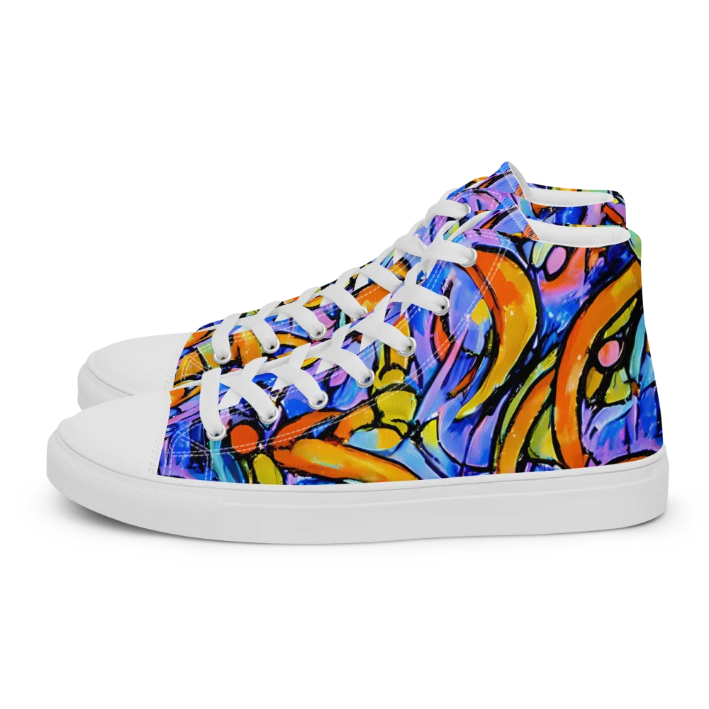 Arcade Lagoon on Men's High Top Canvas Shoes — Left