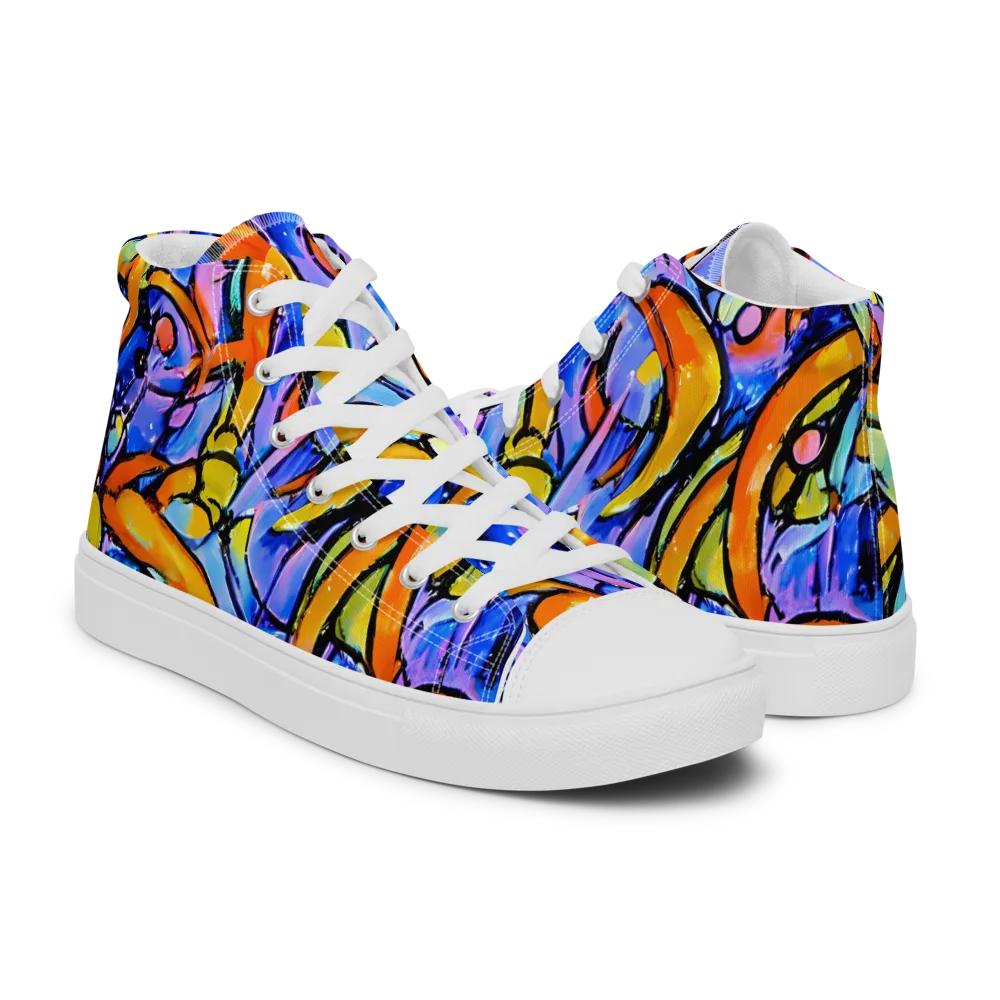 Arcade Lagoon on Men's High Top Canvas Shoes — Right