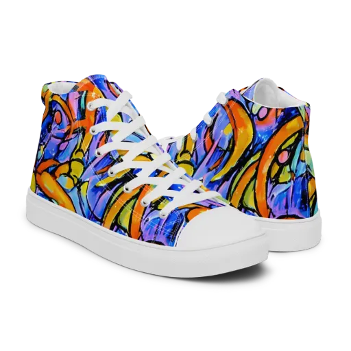 Arcade Lagoon on a Men's High Top Canvas Shoes
