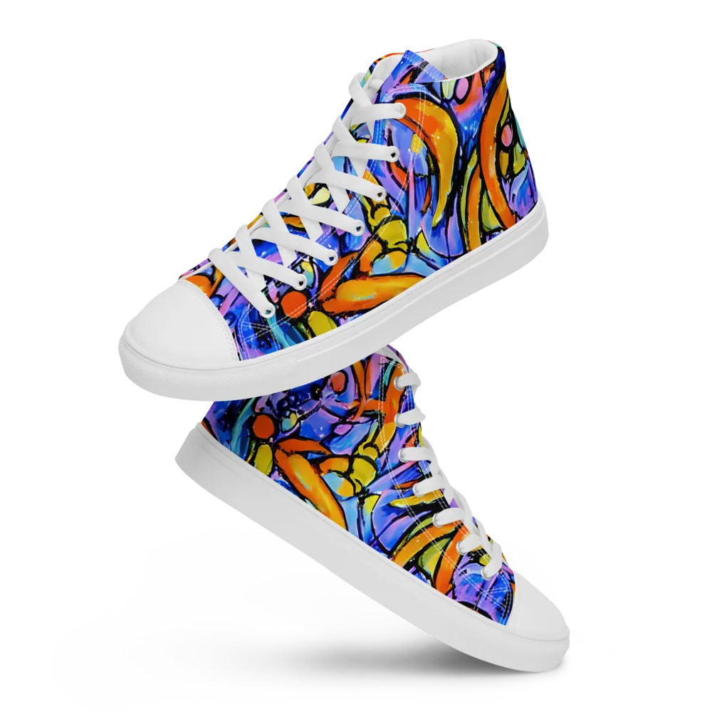 Arcade Lagoon on Men's High Top Canvas Shoes — Front