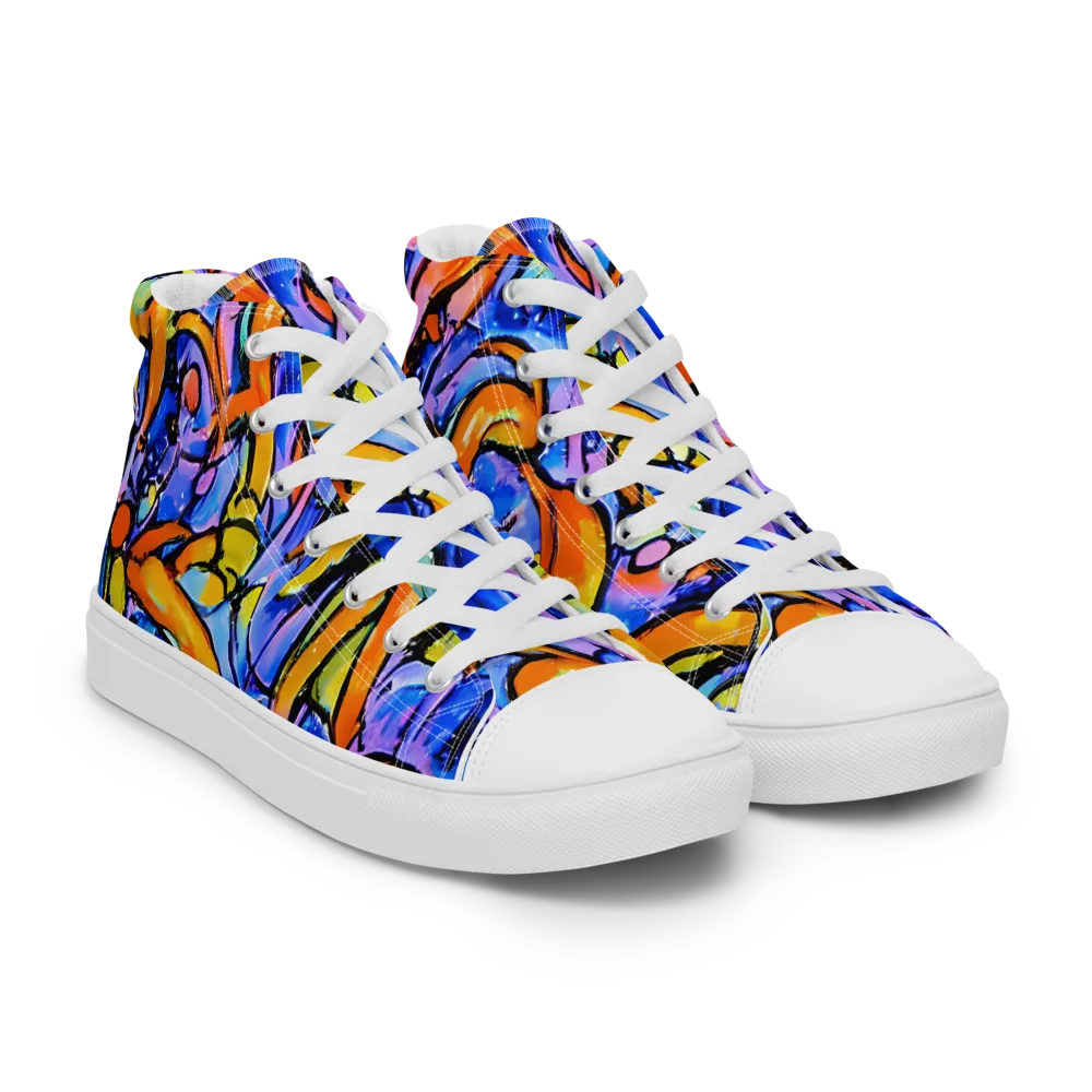Arcade Lagoon on Women's High Top Canvas Shoes — Right Front