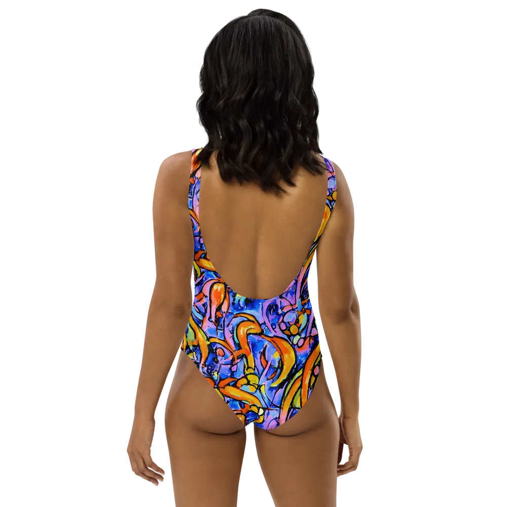 Arcade Lagoon on One-Piece Swimsuit — Back