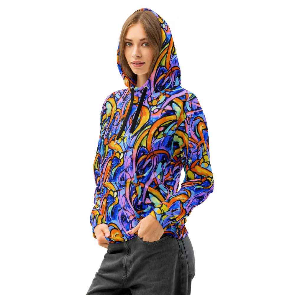 Arcade Lagoon on Cotton Hoodie — Left Front