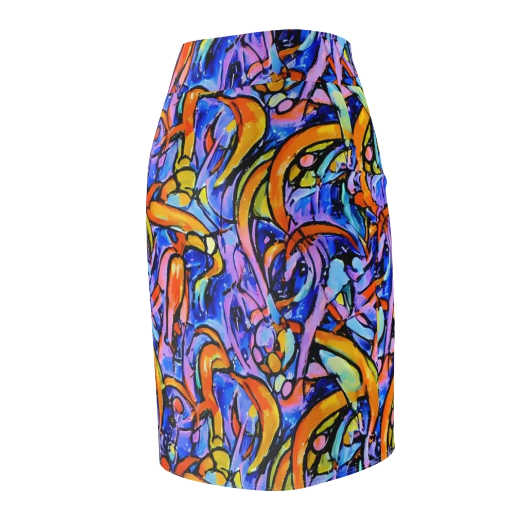 Arcade Lagoon on Pencil Skirt — Back Side