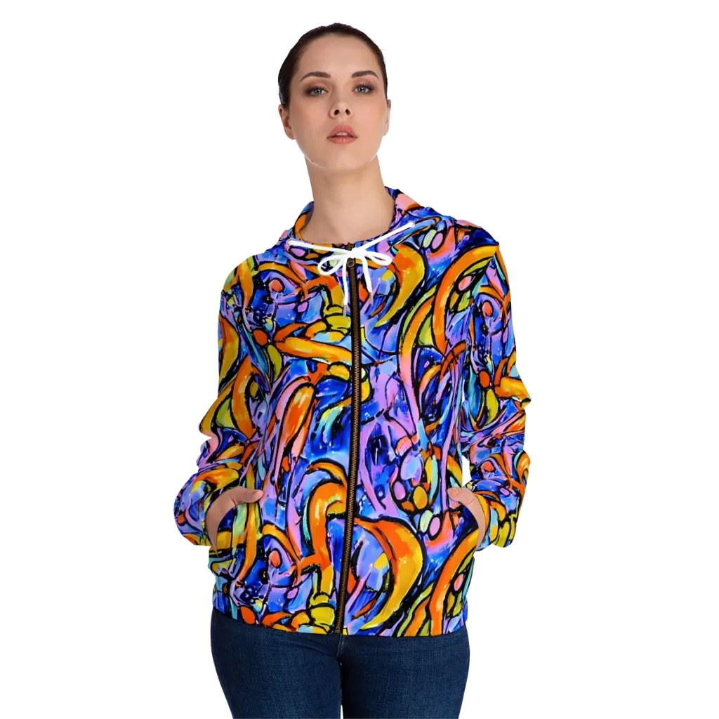 Arcade Lagoon on Women's Full-Zip Hoodie — Front On Person