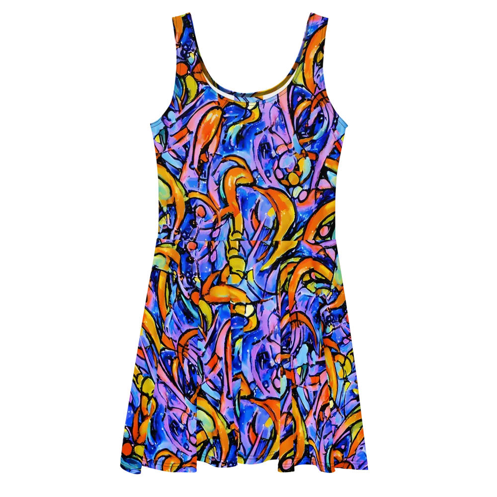 Arcade Lagoon on Skater Dress — Front