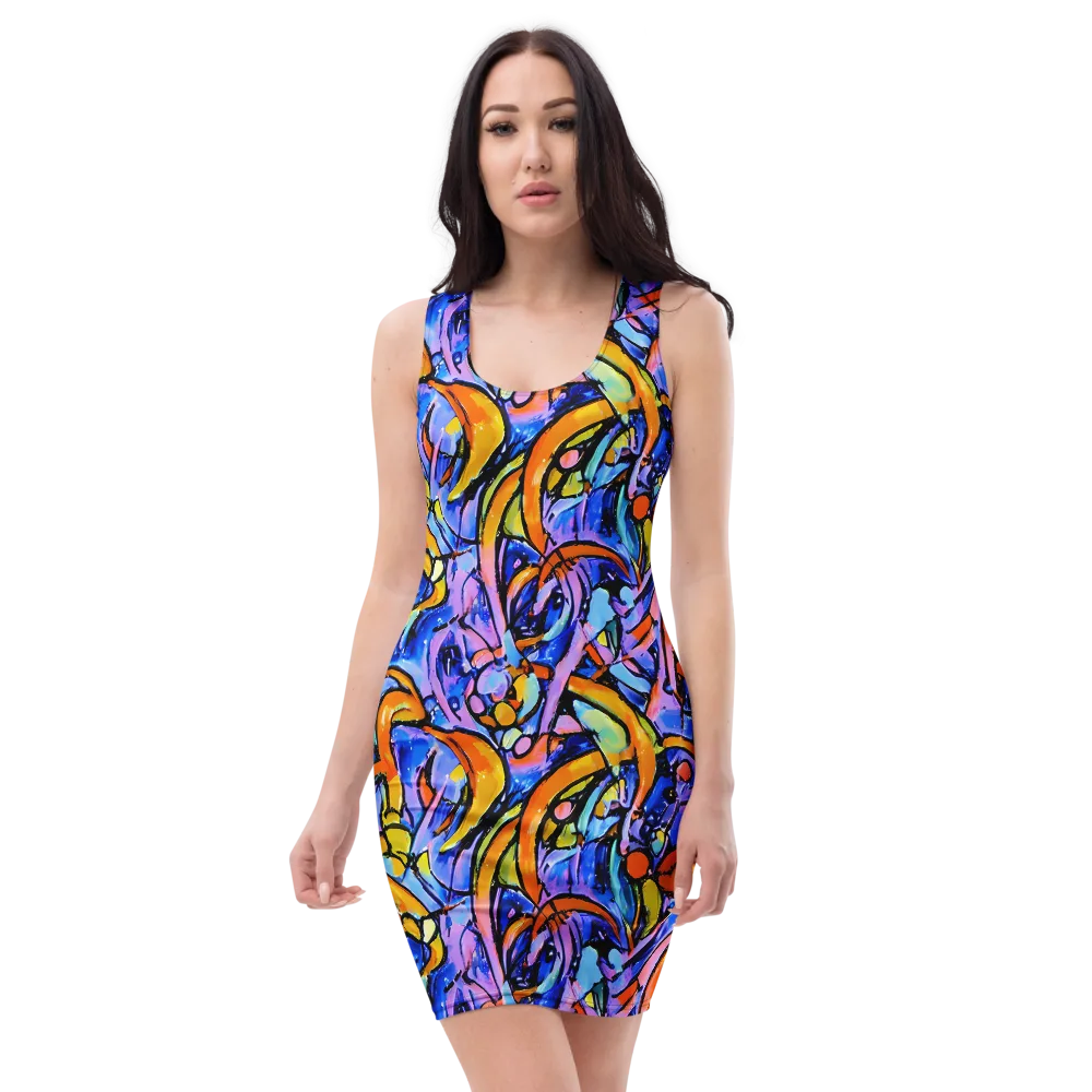 Arcade Lagoon on Bodycon Dress — Front