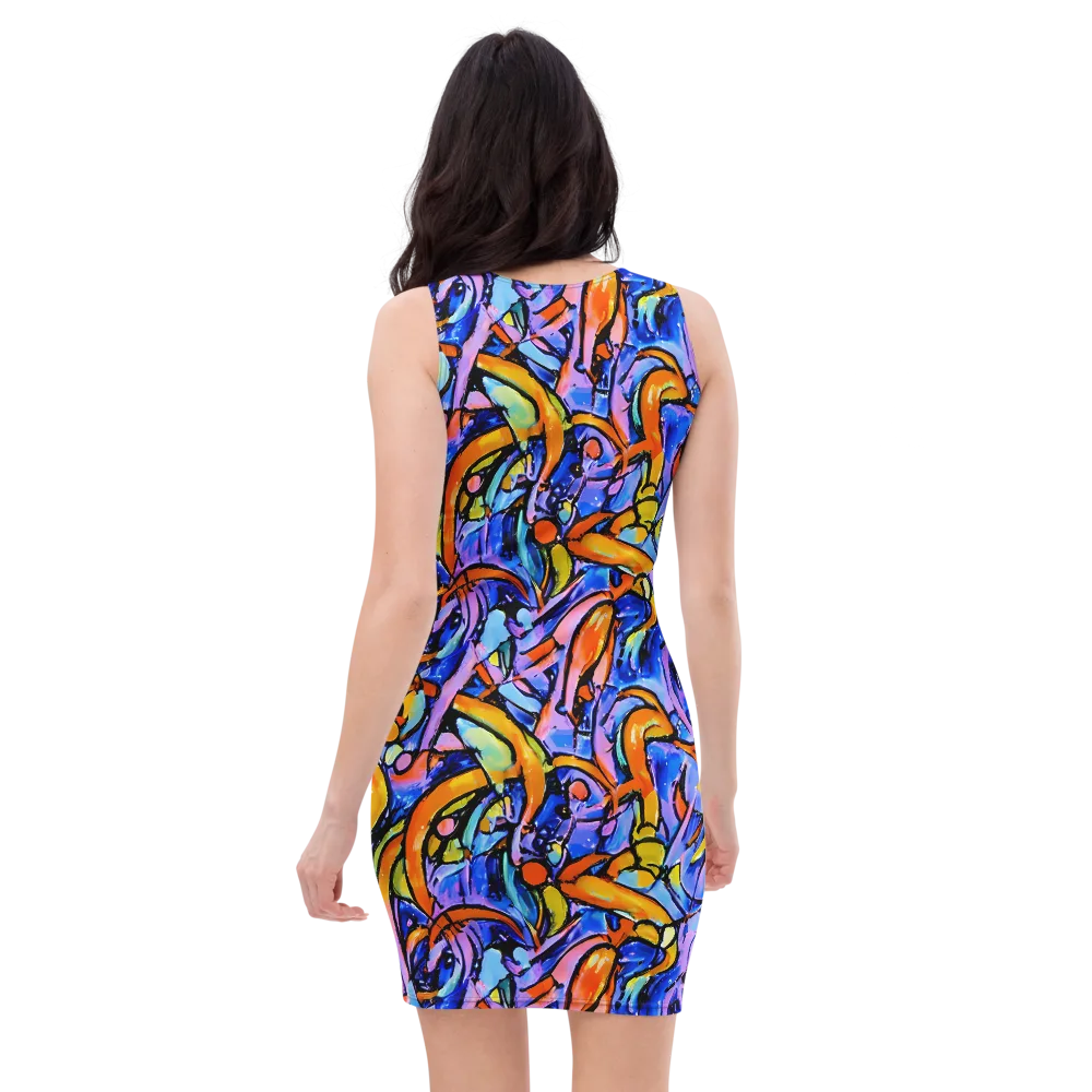 Arcade Lagoon on Bodycon Dress — Back