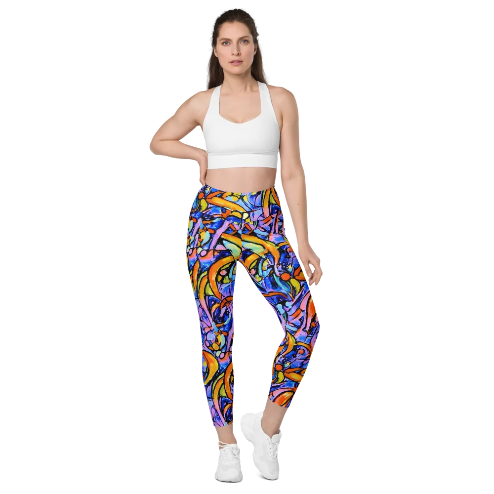 Arcade Lagoon on Leggings with Pockets — Front
