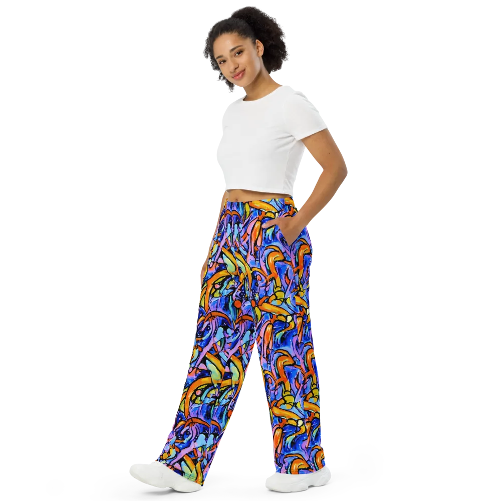 Arcade Lagoon on Wide-Leg Pants — Left Front