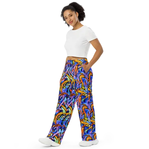 Arcade Lagoon on a Wide-Leg Pants