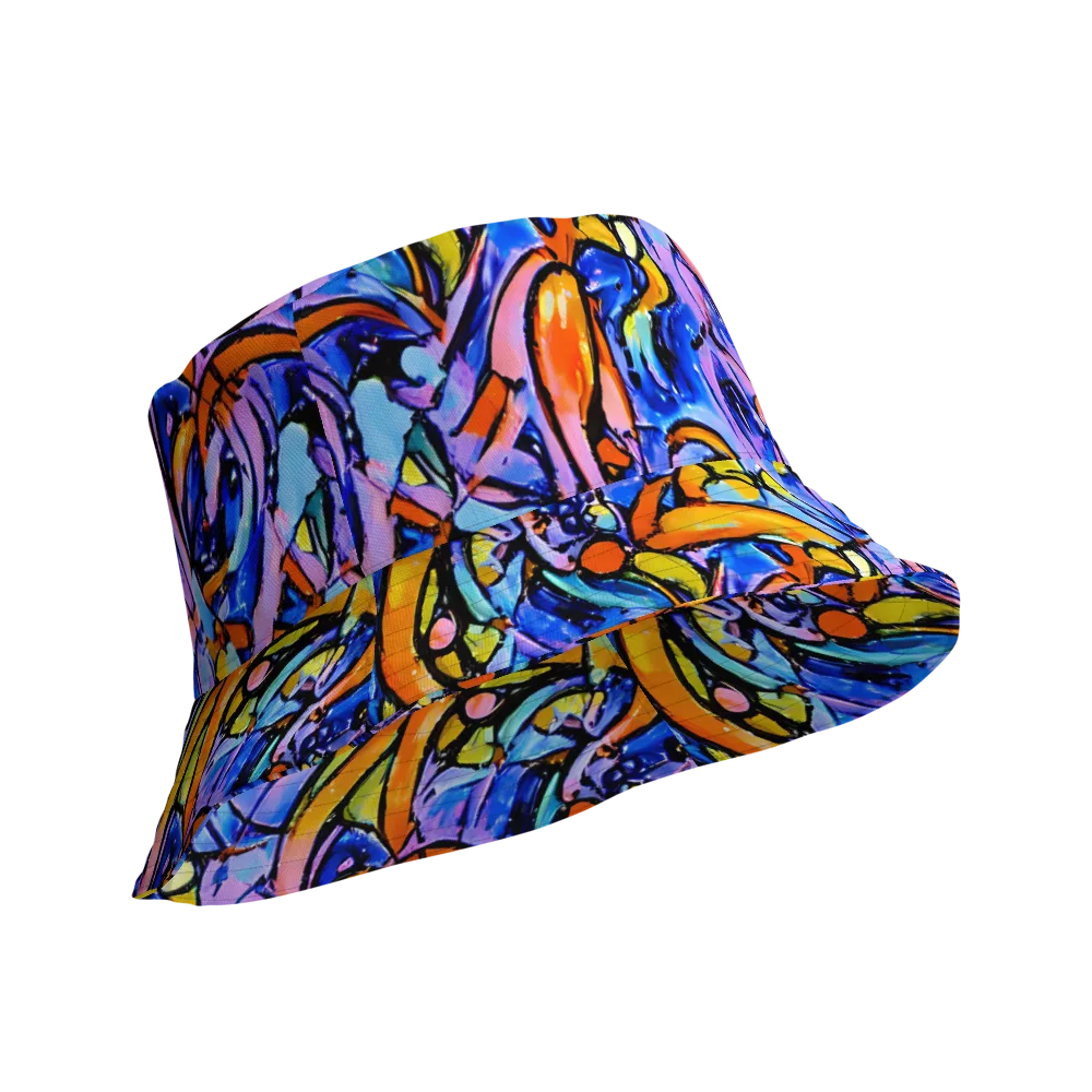 Arcade Lagoon on Reversible Bucket Hat — Product details Outside