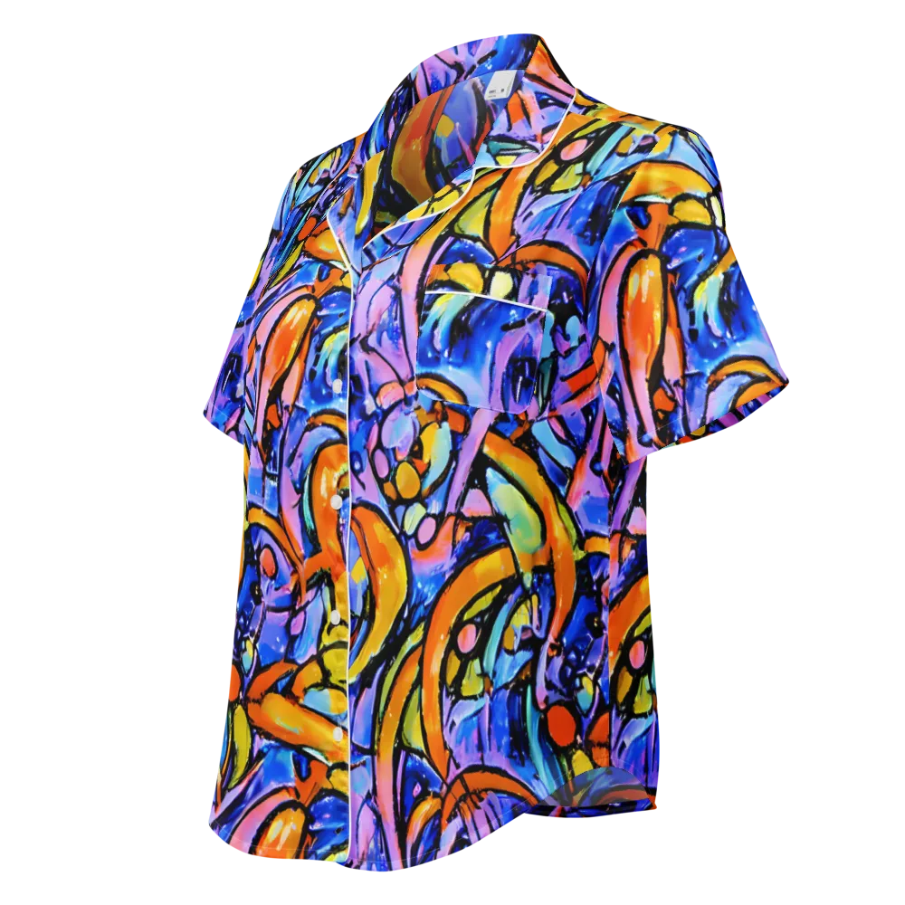 Arcade Lagoon on Women's Short Sleeve Pajama Top — Left Front