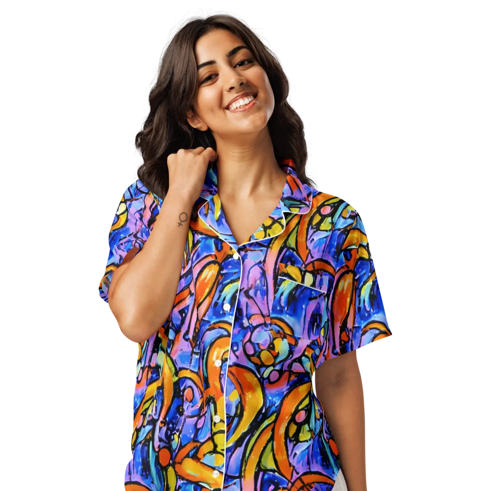 Arcade Lagoon on Women's Short Sleeve Pajama Top — Front