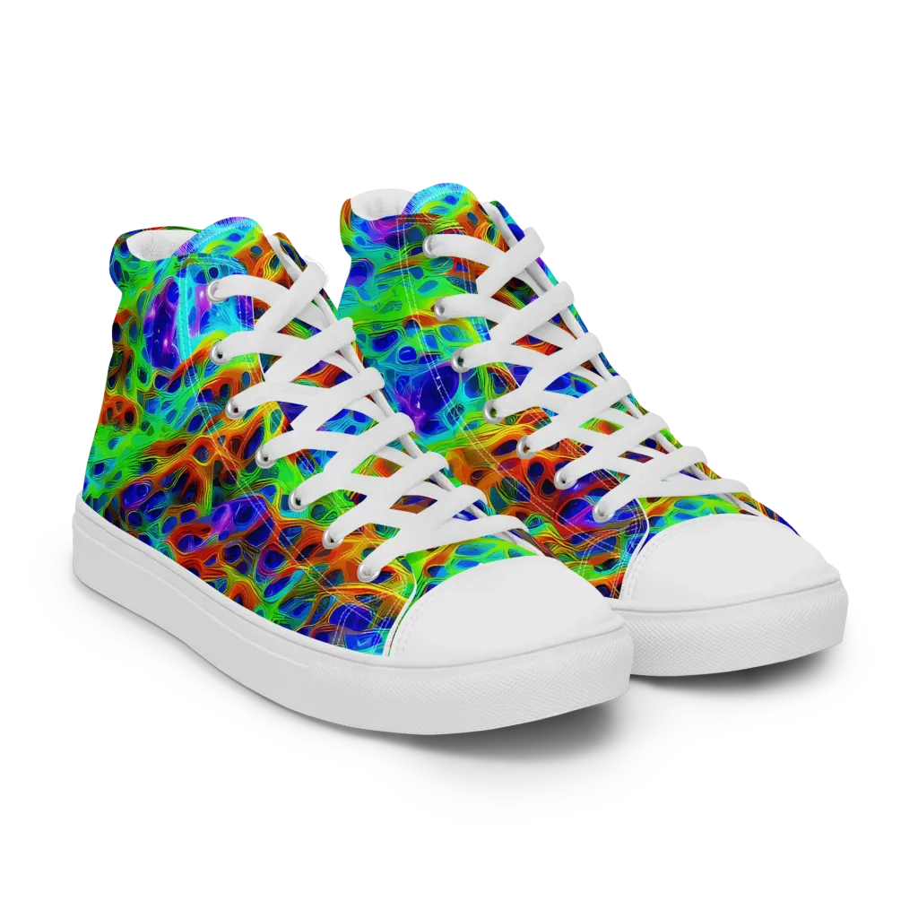 Cosmic Membrane on Men's High Top Canvas Shoes — Right Front