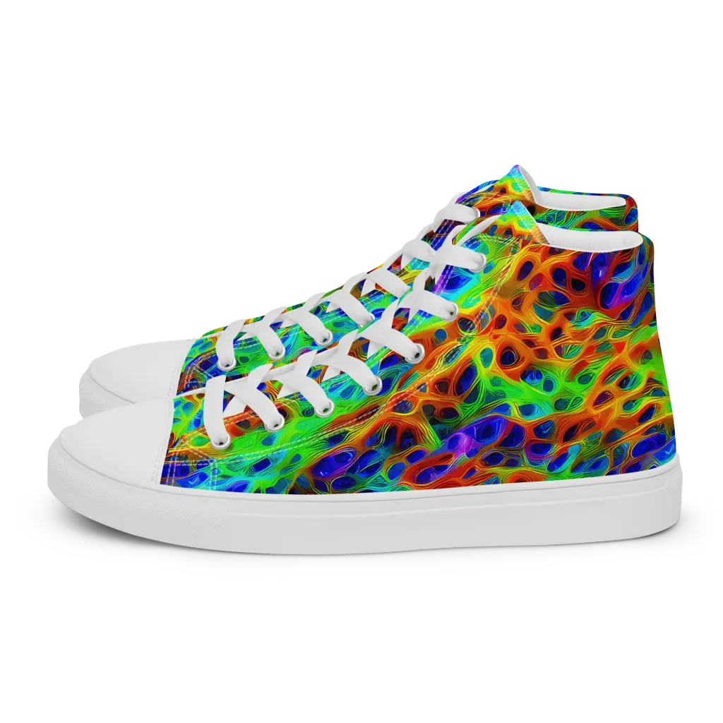 Cosmic Membrane on Men's High Top Canvas Shoes — Left