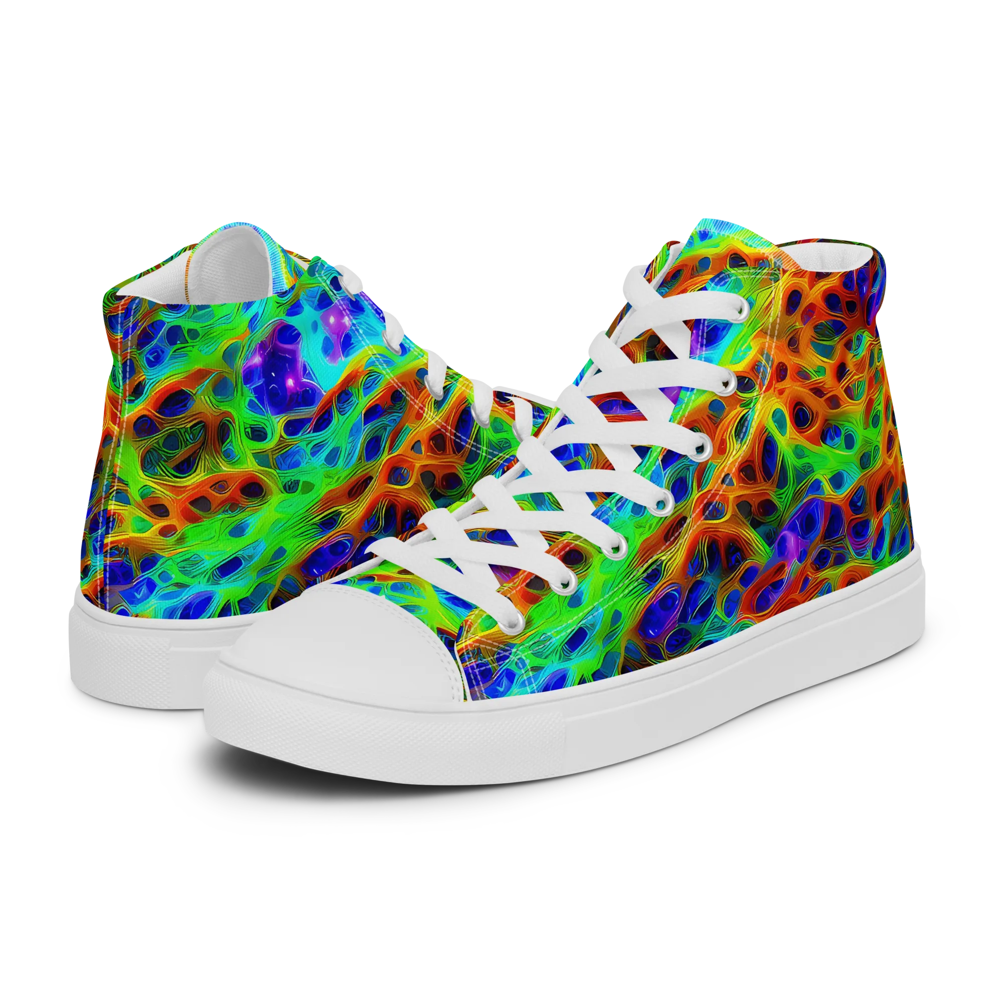 Cosmic Membrane on Men's High Top Canvas Shoes — Left