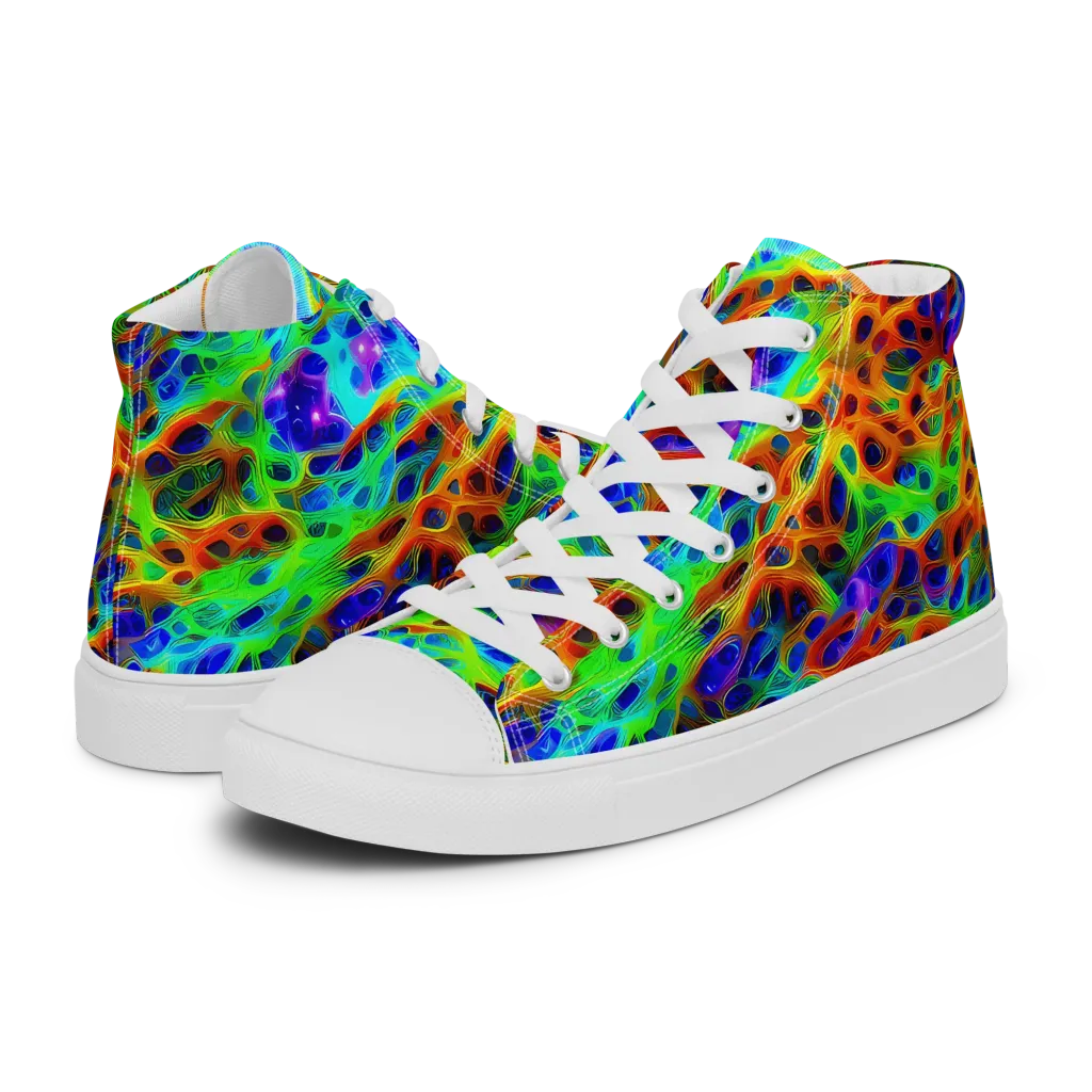 Cosmic Membrane on Men's High Top Canvas Shoes — Left