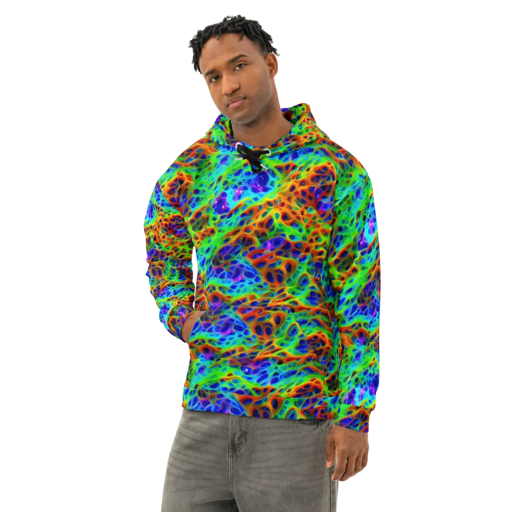 Cosmic Membrane on Cotton Hoodie — Left Front