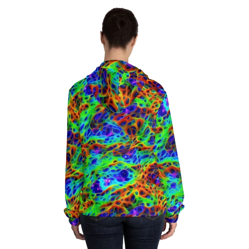 Cosmic Membrane on Women's Full-Zip Hoodie — Back On Person