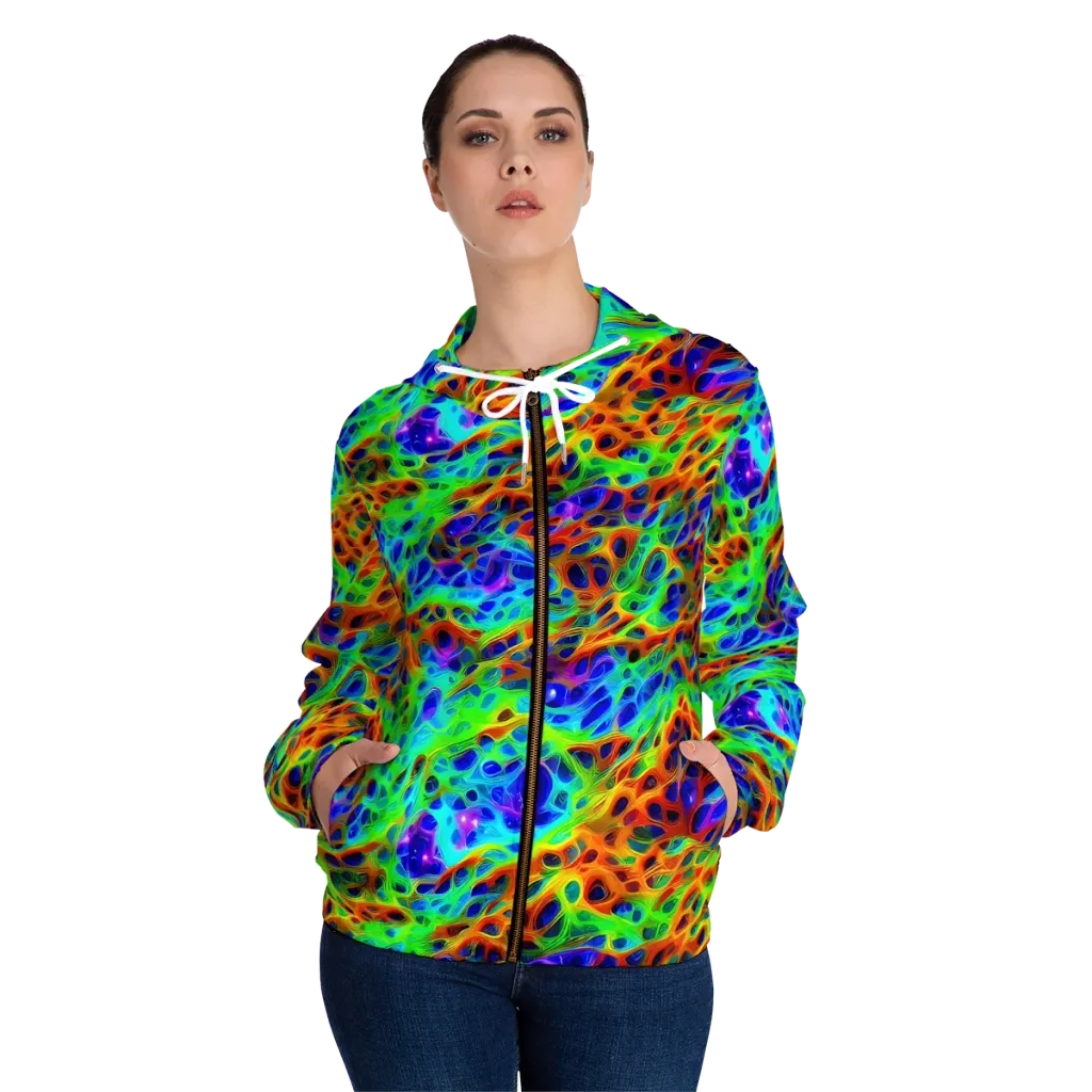 Cosmic Membrane on Women's Full-Zip Hoodie — Front On Person