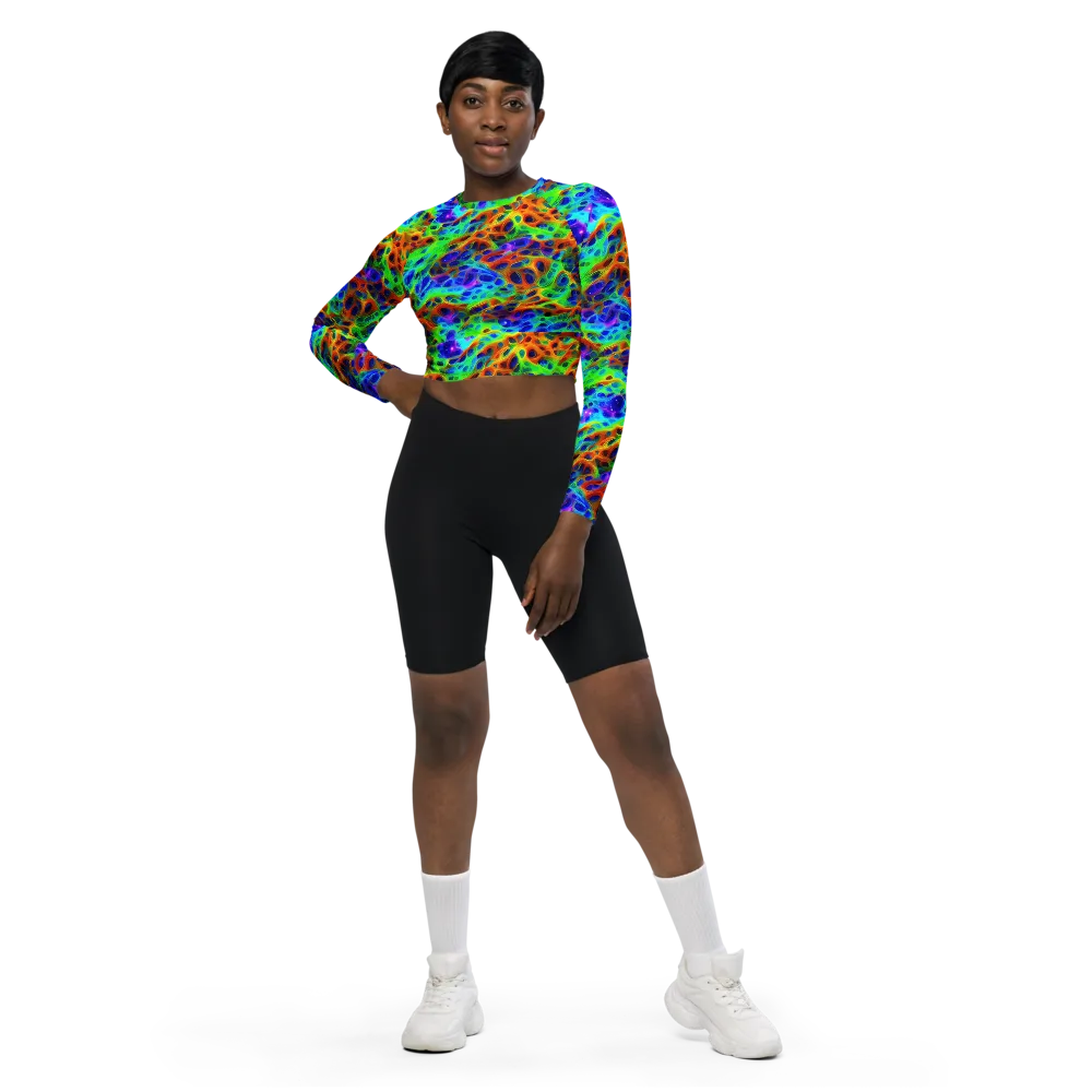 Cosmic Membrane on Long Sleeve Crop Top — Front