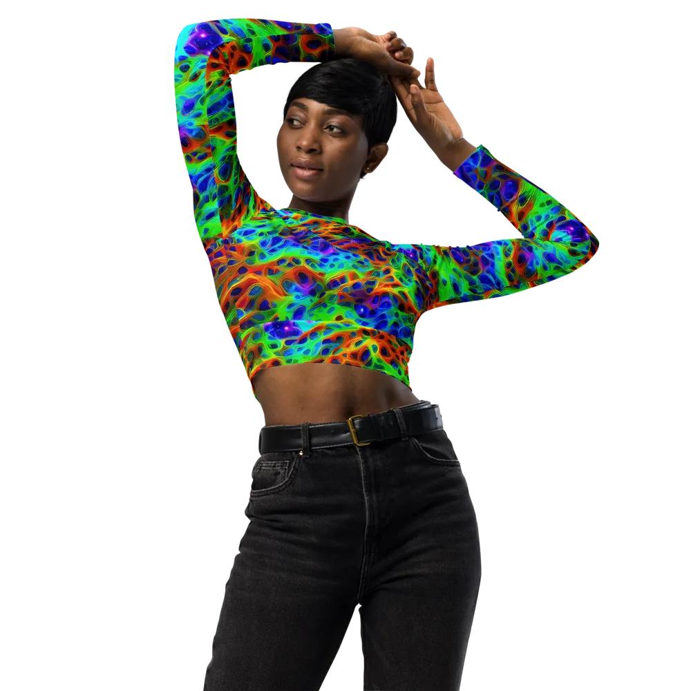 Cosmic Membrane on Long Sleeve Crop Top — Front