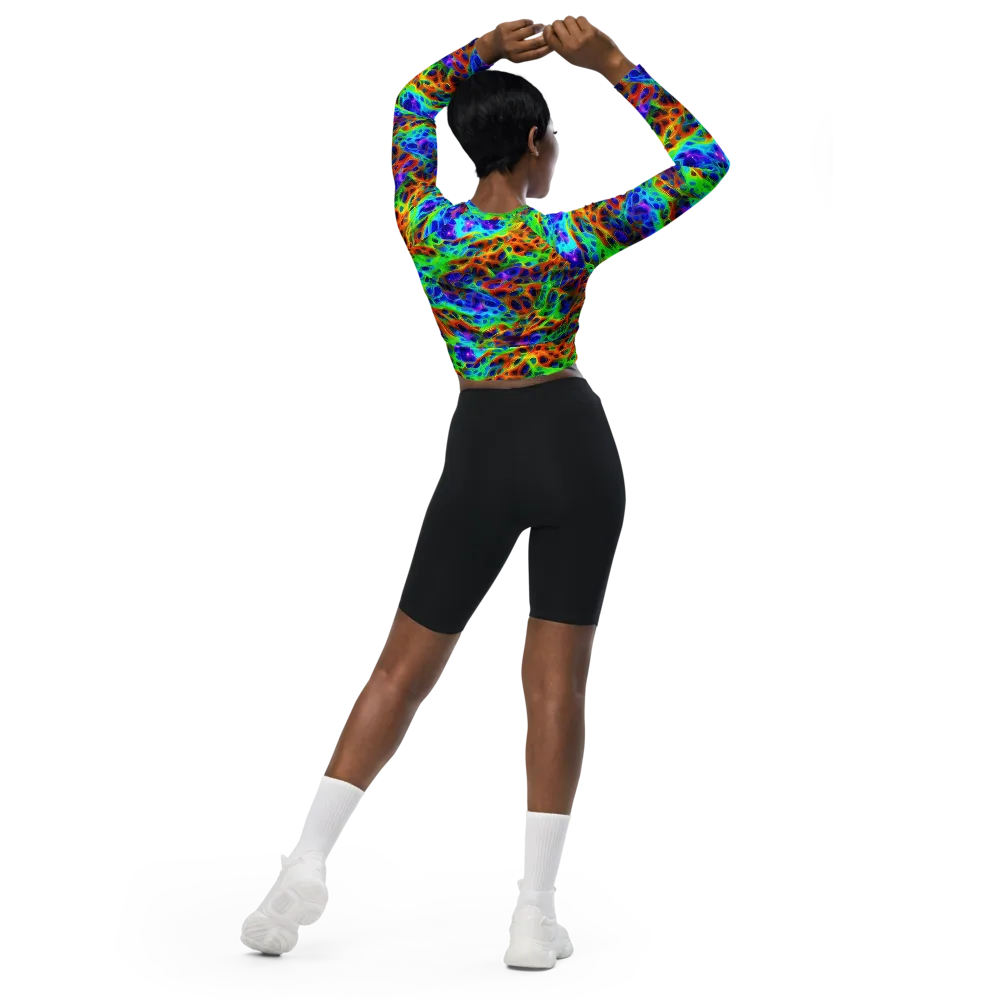 Cosmic Membrane on Long Sleeve Crop Top — Back