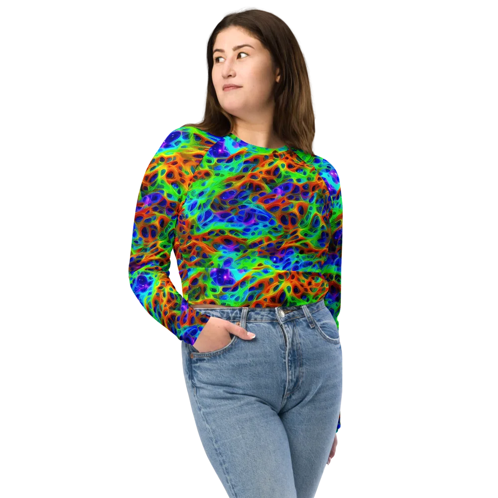 Cosmic Membrane on Long Sleeve Crop Top — Front