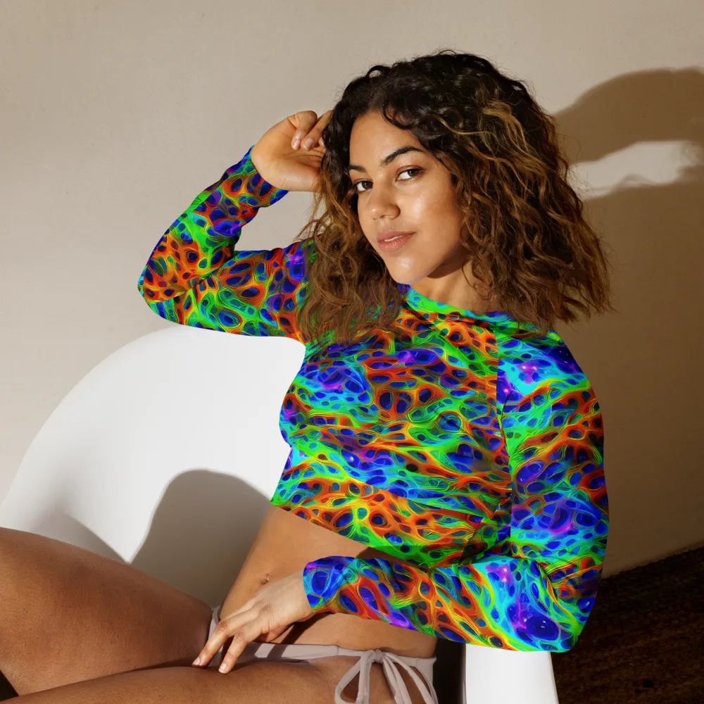 Cosmic Membrane on Long Sleeve Crop Top — Left Front