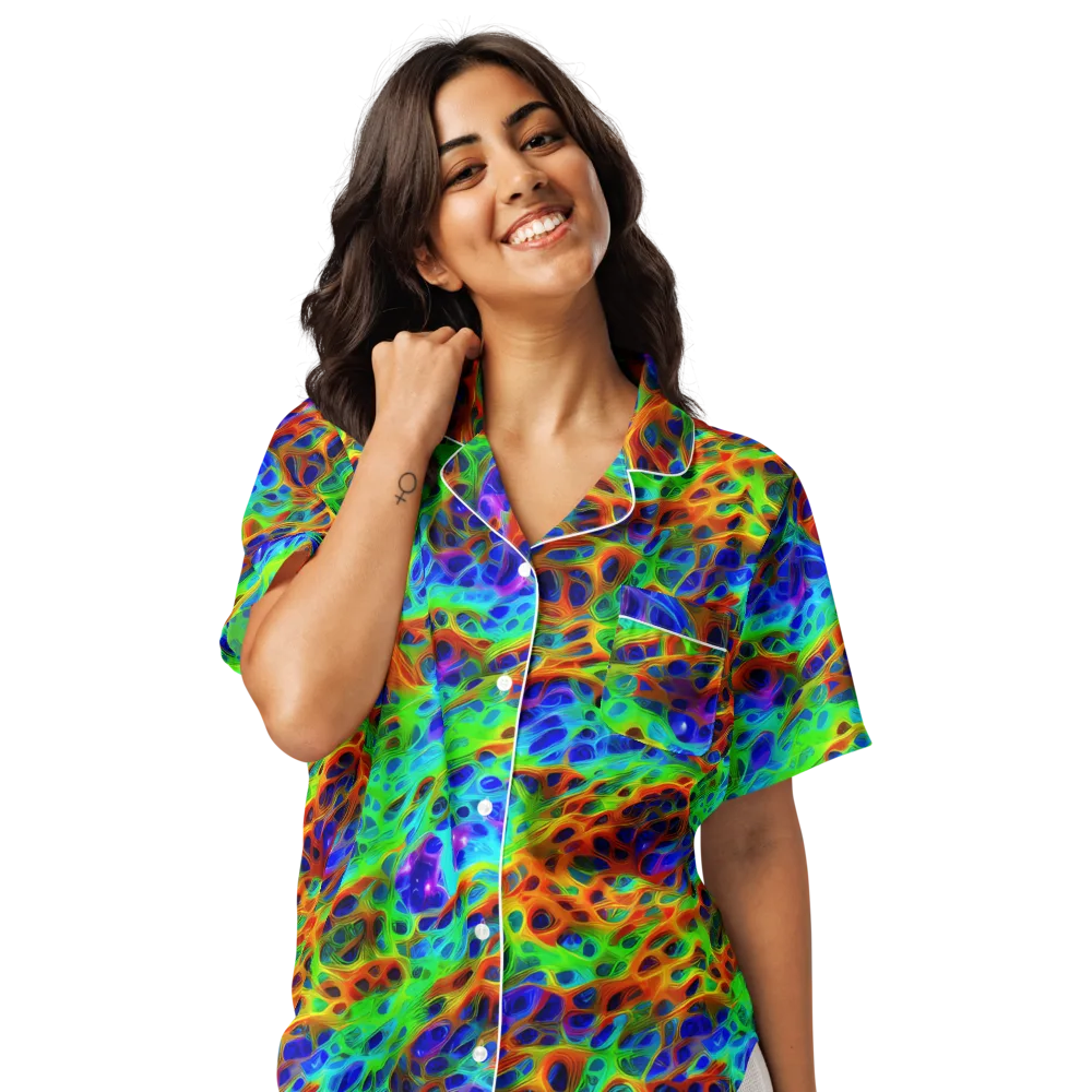 Cosmic Membrane on Women's Short Sleeve Pajama Top — Front