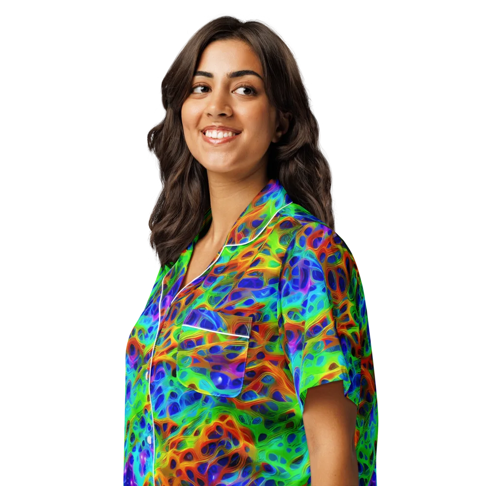 Cosmic Membrane on Women's Short Sleeve Pajama Top — Left Front
