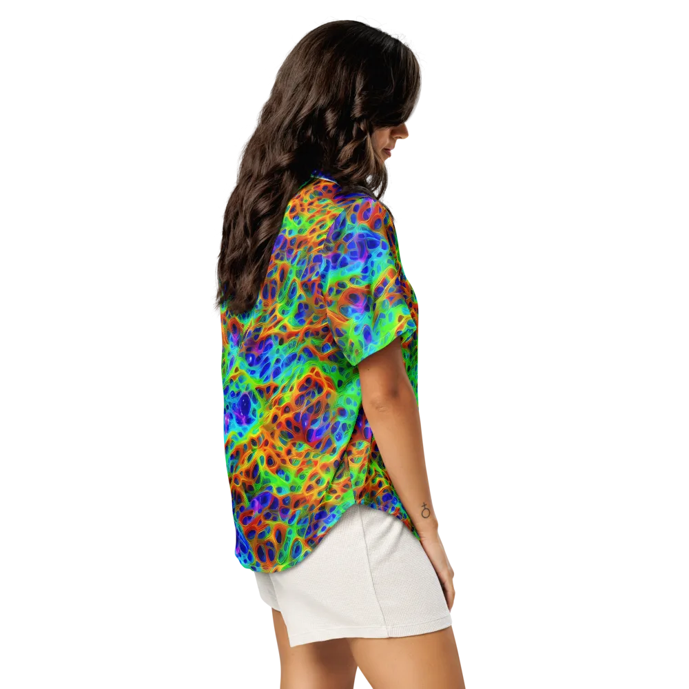 Cosmic Membrane on Women's Short Sleeve Pajama Top — Right Back