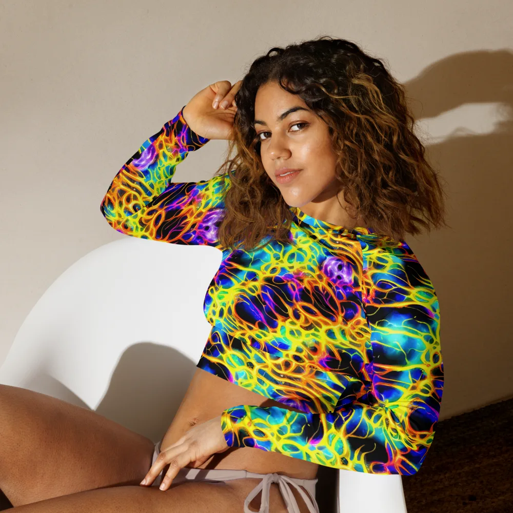 Solaris Mesh on Long Sleeve Crop Top — Left Front