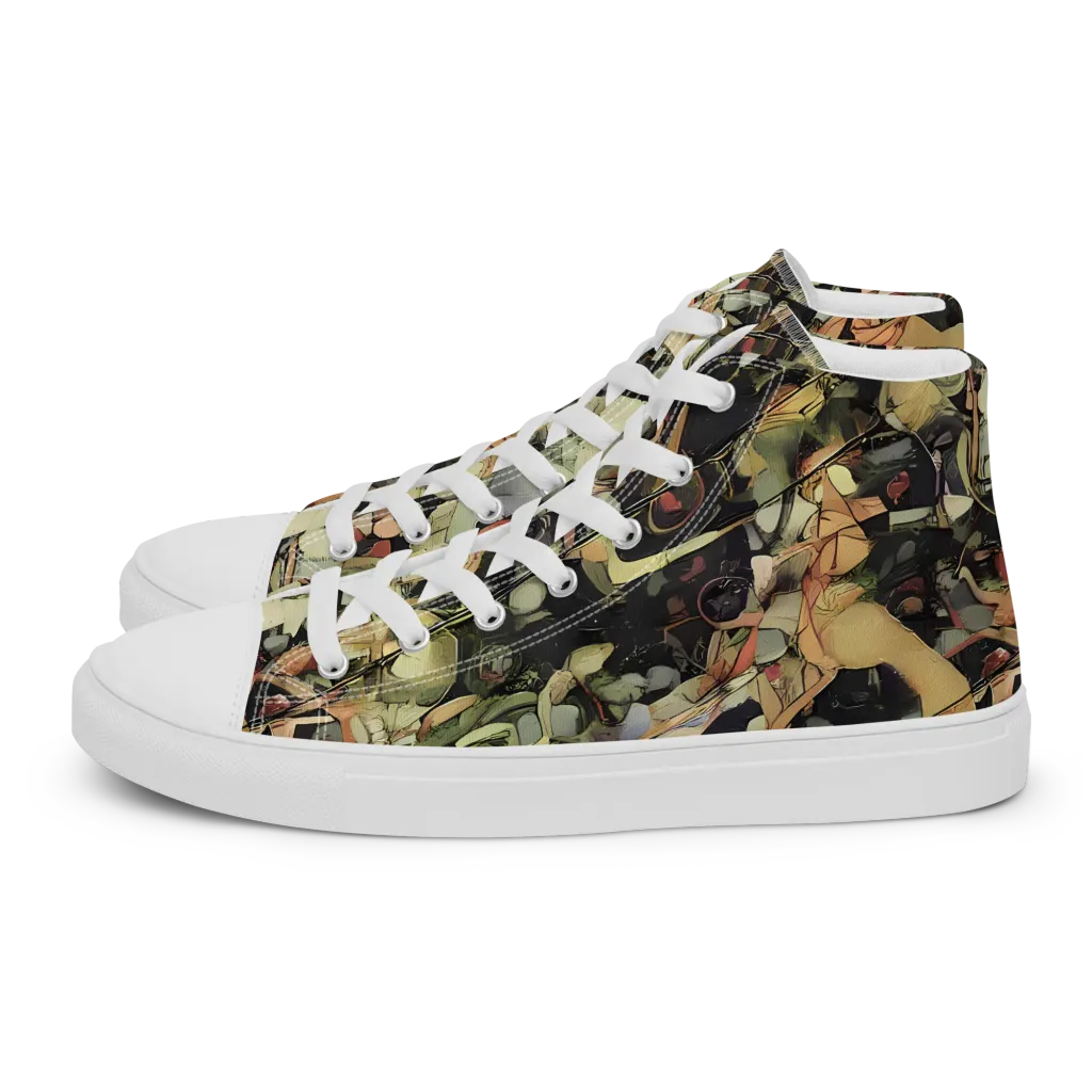 Olive Riddle on Men's High Top Canvas Shoes — Left