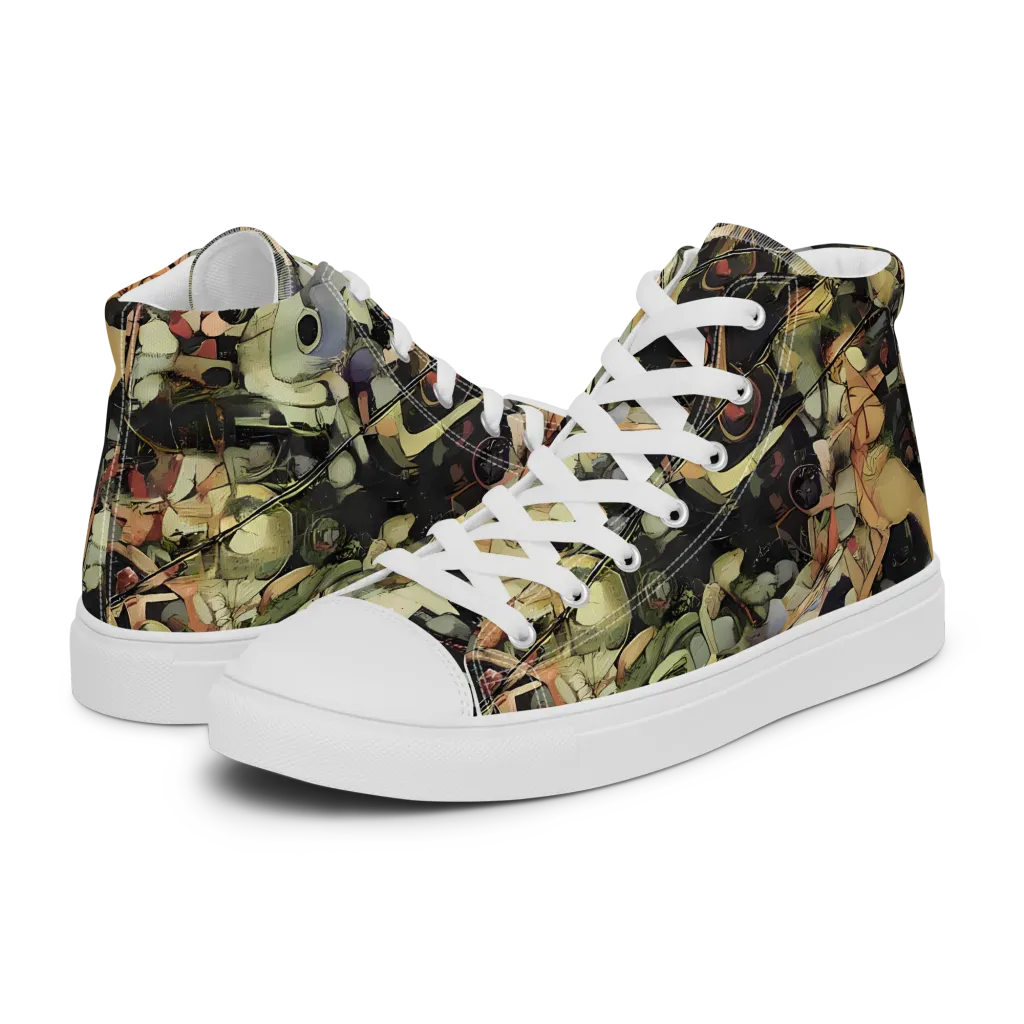 Olive Riddle on Men's High Top Canvas Shoes — Left