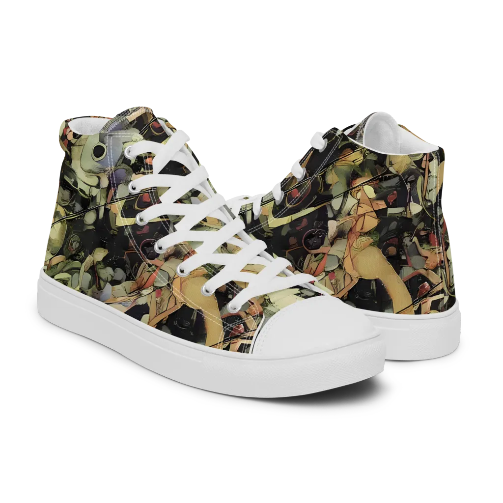 Olive Riddle on Men's High Top Canvas Shoes — Right