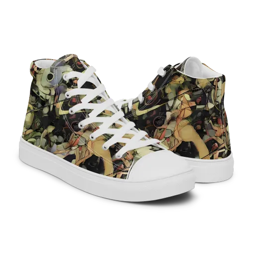 Olive Riddle on a Men's High Top Canvas Shoes