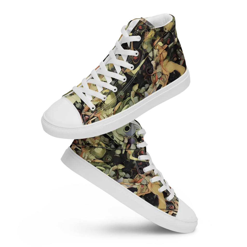Olive Riddle on Men's High Top Canvas Shoes — Front