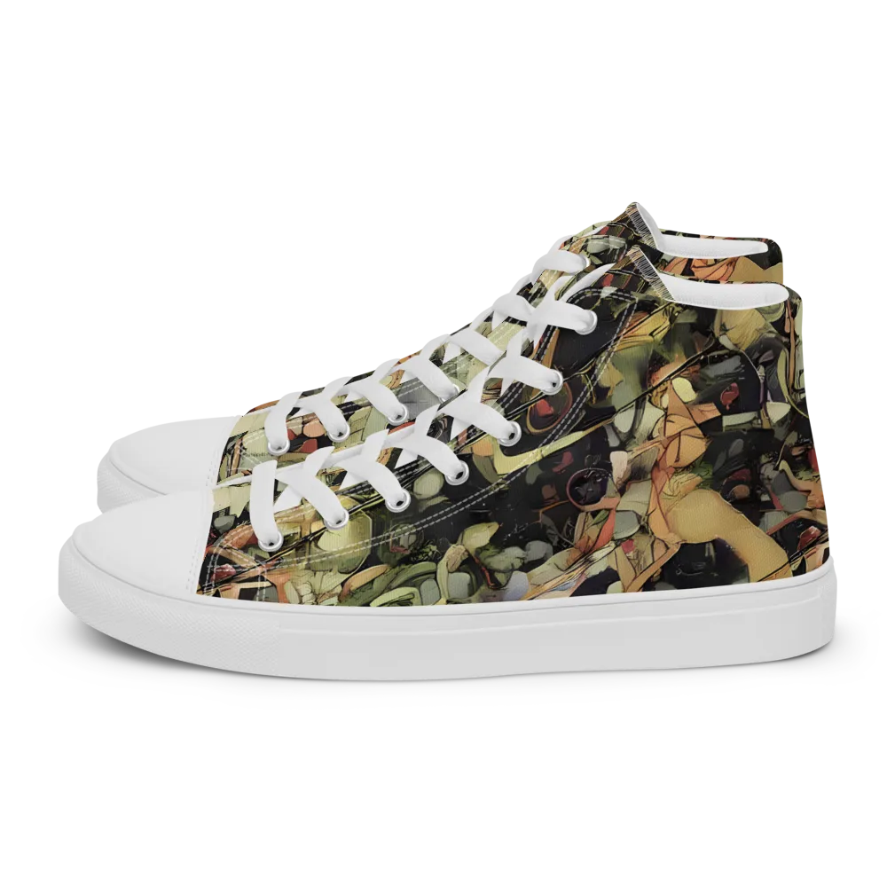 Olive Riddle on Women's High Top Canvas Shoes — Left