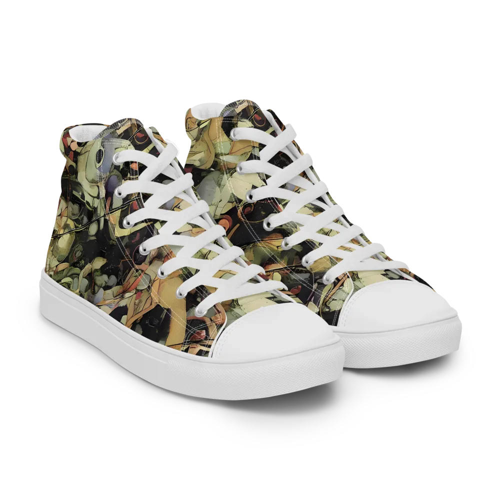 Olive Riddle on Women's High Top Canvas Shoes — Right Front