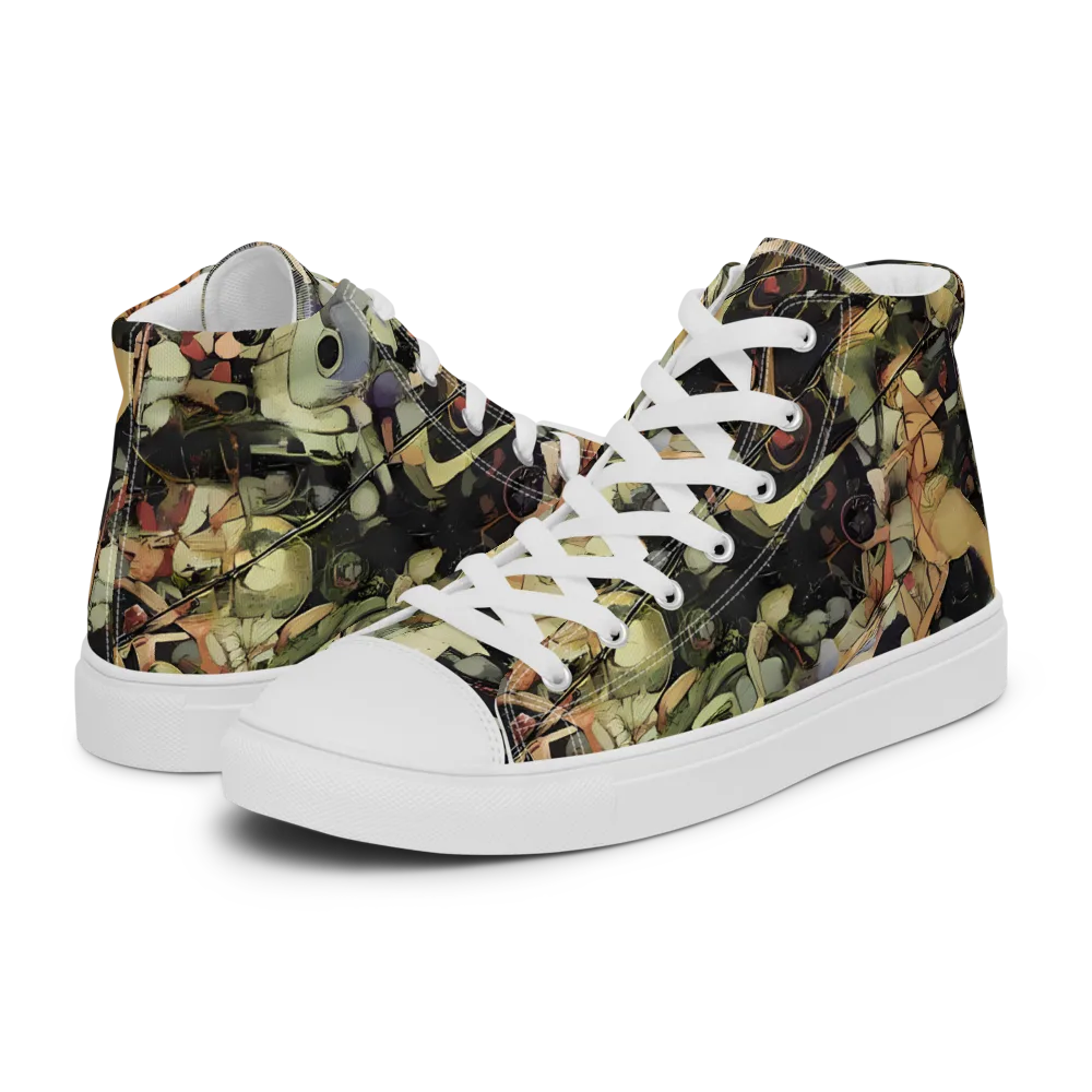 Olive Riddle on Women's High Top Canvas Shoes — Left